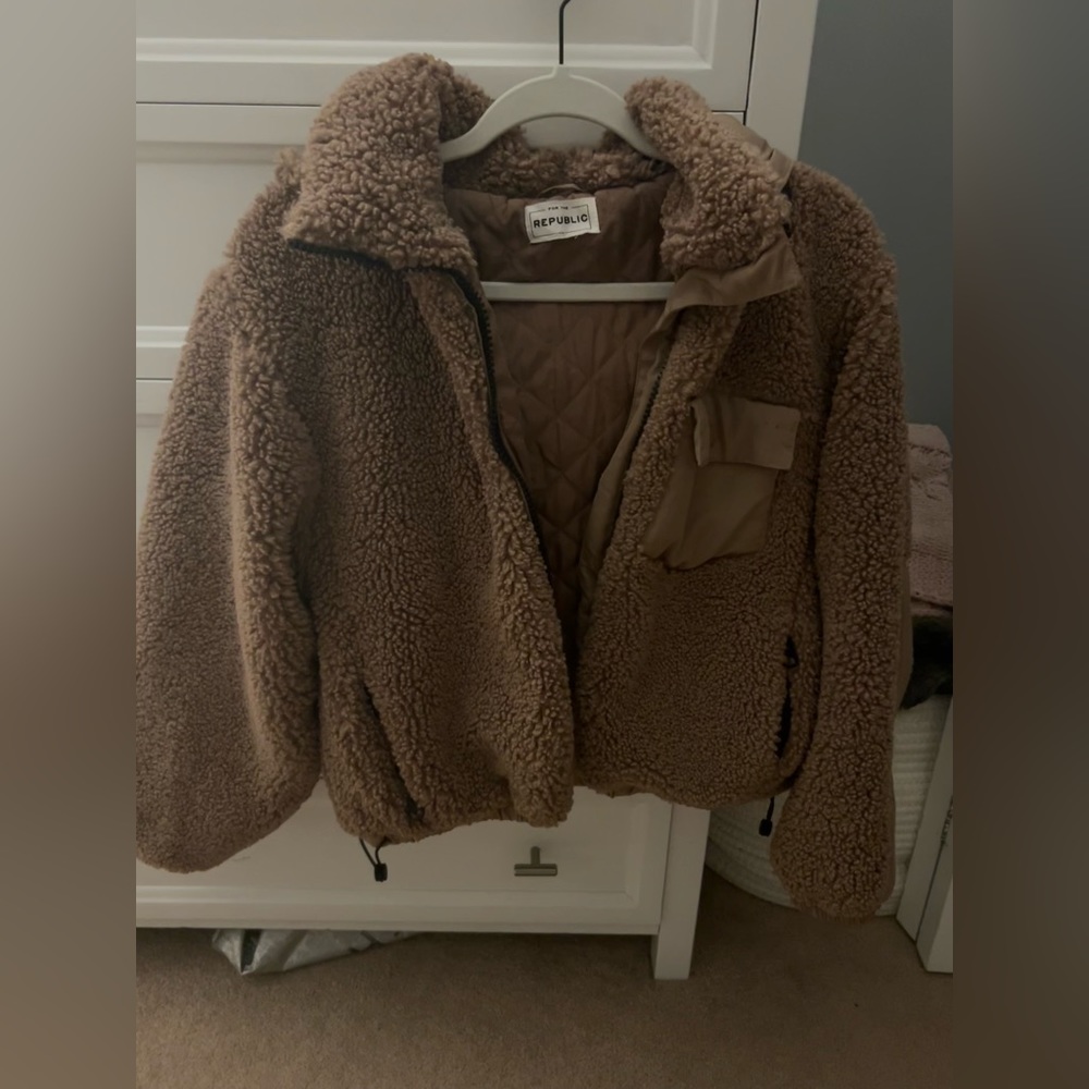 For The Republic Cropped Sherpa Jacket